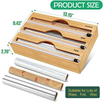 3-in-1 Bamboo Wrap Dispenser: Eco-friendly Kitchen Essential