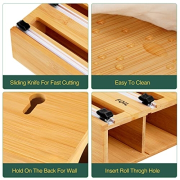 3-in-1 Bamboo Wrap Dispenser: Eco-friendly Kitchen Essential