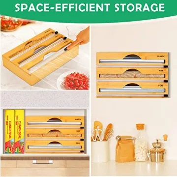 3-in-1 Bamboo Wrap Dispenser: Eco-friendly Kitchen Essential