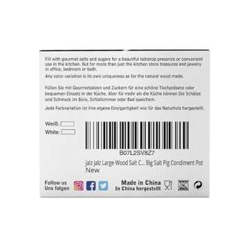 jalz jalz Large Wood Salt Box Salt cellar with Spoon Spice Salt Container salt holder Solid Natural Acacia Base White Grey Marble Lid Decorative Box Bowl Big Capacity Salt Cellar Spice Cellar