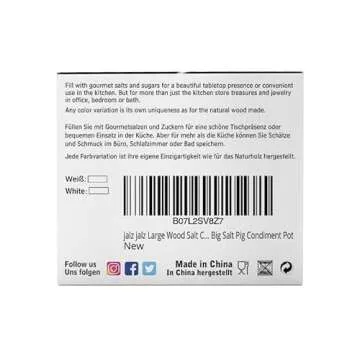 jalz jalz Large Wood Salt Box Salt cellar with Spoon Spice Salt Container salt holder Solid Natural Acacia Base White Grey Marble Lid Decorative Box Bowl Big Capacity Salt Cellar Spice Cellar