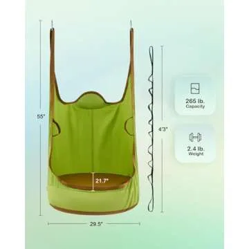 CO-Z Upgraded Kids Hanging Pod Swing Chair with Inflatable Cushion, Child Hanging Hammock for Indoor and Outdoor, Sensory Pod Swing for Kids (Two Straps, Green)