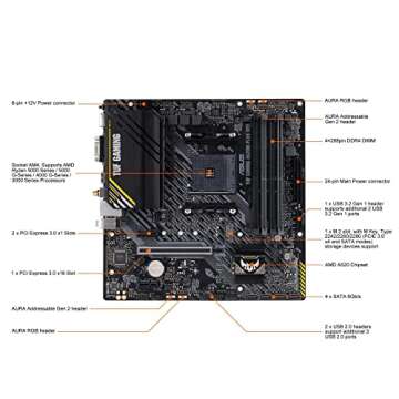 ASUS TUF Gaming A520M-PLUS (WiFi) AMD AM4 (3rd Gen Ryzen™) microATX Motherboard (M.2 Support, 802....