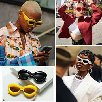 Long Keeper Sexy Lip Sunglasses - Unique Women Thick Frame Cat Eye Candy Color Punk Sun Glasses UV400 (Black)