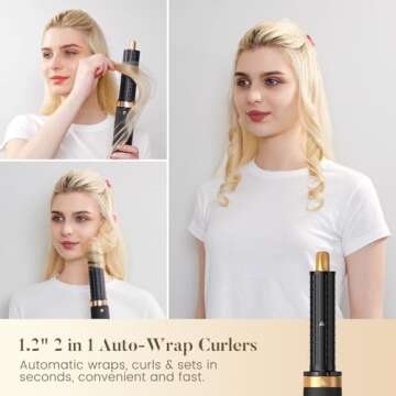 SUPGALIY 5 in 1 Air Styler, 110,000 RPM High-Speed Powerful Hair Dryer Brush & Multi-Styler with Auto-Wrap Curler, Cushion Massager Brush, Oval Brush, Diffuser, Nozzle Attachment