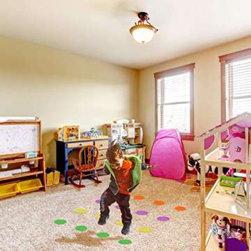 EAONE 48 Pack Carpet Dots for Classroom(5” in Diameter), Hook and Loop Magic Tape Circles Markers, Reusable Floor Dot Spot for School Teachers Students Group Kindergarten Activity, 6 Colors