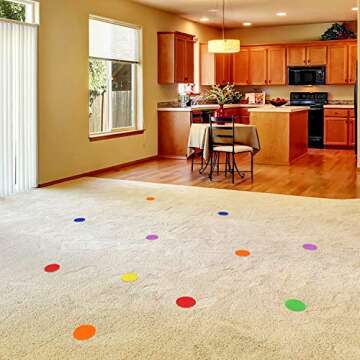 EAONE 48 Pack Carpet Dots for Classroom(5” in Diameter), Hook and Loop Magic Tape Circles Markers, Reusable Floor Dot Spot for School Teachers Students Group Kindergarten Activity, 6 Colors