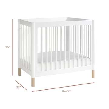 Babyletto Gelato 4-in-1 Convertible Mini Crib in White and Washed Natural, Greenguard Gold Certified