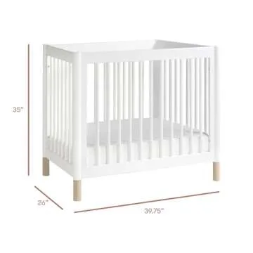 Babyletto Gelato 4-in-1 Convertible Mini Crib in White and Washed Natural, Greenguard Gold Certified
