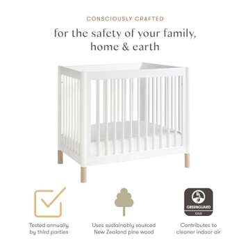 Babyletto Gelato 4-in-1 Convertible Mini Crib in White and Washed Natural, Greenguard Gold Certified