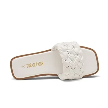 DREAM PAIRS Women's Open Toe Slide Sandals for Summer