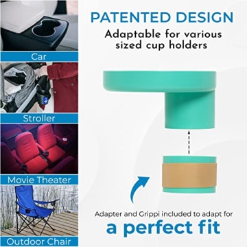 My Travel Tray Round, USA Made. Easily Convert Your existing Cup Holder to a Tray and Cup Holder for use in a Car Seat, Booster, Stroller, Golf Cart and Anywhere You Have a Cup Holder! Teal