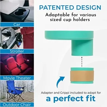 My Travel Tray Round, USA Made. Easily Convert Your existing Cup Holder to a Tray and Cup Holder for use in a Car Seat, Booster, Stroller, Golf Cart and Anywhere You Have a Cup Holder! Teal