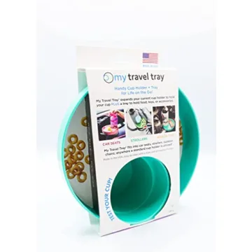 My Travel Tray Round, USA Made. Easily Convert Your existing Cup Holder to a Tray and Cup Holder for use in a Car Seat, Booster, Stroller, Golf Cart and Anywhere You Have a Cup Holder! Teal
