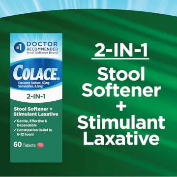 Colace Stool Softener Plus Laxative for Gentle Constipation Relief