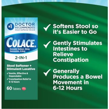Colace Stool Softener Plus Laxative for Gentle Constipation Relief