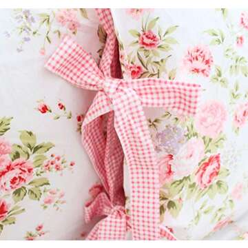 Usning Cotton Bedding Sheet, Set Extra Soft 100% Cotton Sheet Set, Rose Printed Bed Sheet Set, Floral Sheet and Pillowcase 4-Piece Full Size