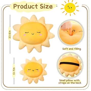 Juexica Sun Pillow Set: 2 Cute Plush Cushions, Cozy Decor
