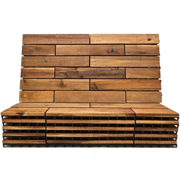 Interlocking Deck Tiles 24 x 12 Long Boards Snap Together Wood Flooring - Acacia Hardwood Outdoor Fl...
