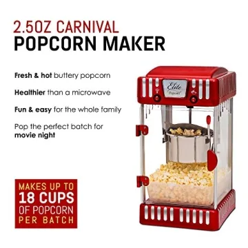 Elite Gourmet Electric Popcorn Kettle Maker for Home Theaters
