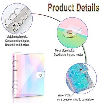 A5 Rainbow Soft PVC Notebook Cover, Refillable Paper PVC Binder, Loose Leaf Personal Planner Binder (A5,R)
