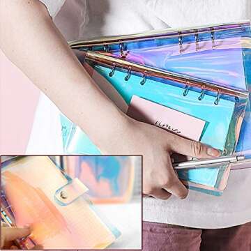 A5 Rainbow Soft PVC Notebook Cover, Refillable Paper PVC Binder, Loose Leaf Personal Planner Binder (A5,R)