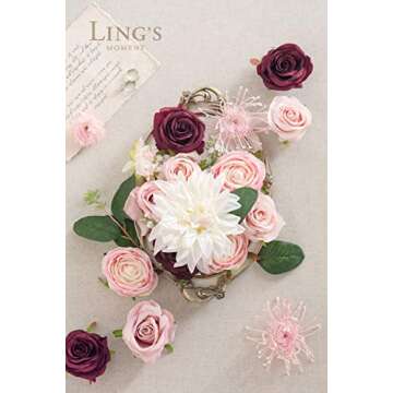 Ling's Moment Artificial Flowers Dahlia Flowers Combo for DIY Wedding Bouquets Centerpieces Arrangements Party Baby Shower Home Decorations