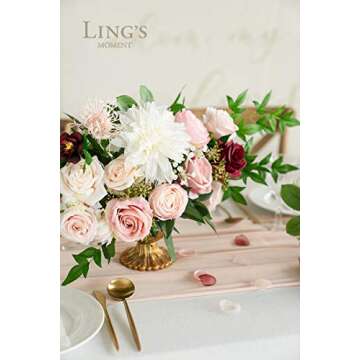 Ling's Moment Artificial Flowers Dahlia Flowers Combo for DIY Wedding Bouquets Centerpieces Arrangements Party Baby Shower Home Decorations