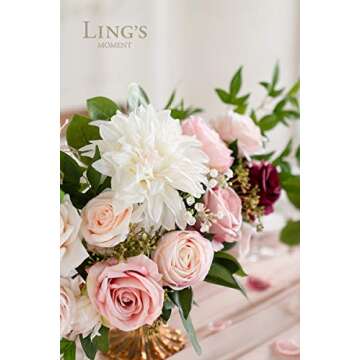 Ling's Moment Artificial Flowers Dahlia Flowers Combo for DIY Wedding Bouquets Centerpieces Arrangements Party Baby Shower Home Decorations