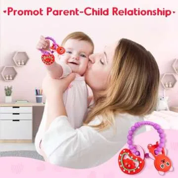 NPET Baby Valentines Teething Toy, Cute Bear & Red Heart Teeting Ring Infant Baby Teething, Sore Gums Relief Infant Toys Valentines Birthday Chocking-Prove Design Baby Teething Chew Toys Bpa-Free