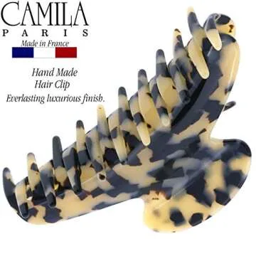 Camila Paris CP3035 French Hair Clip for Women, Handmade, Ivory Tokyo, for Thick Volume Hair, Girls ...