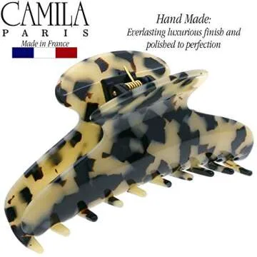Camila Paris CP3035 French Hair Clip for Women, Handmade, Ivory Tokyo, for Thick Volume Hair, Girls Hair Claw Clips Jaw, Durable Styling Hair Accessories for Women, Strong Hold Grip, Made in France