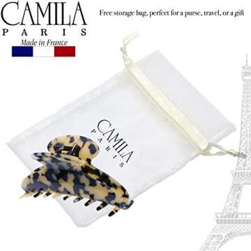 Camila Paris CP3035 French Hair Clip for Women, Handmade, Ivory Tokyo, for Thick Volume Hair, Girls Hair Claw Clips Jaw, Durable Styling Hair Accessories for Women, Strong Hold Grip, Made in France