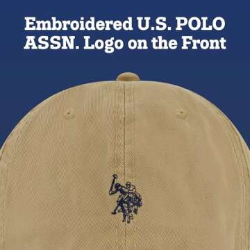 U.S. Polo Assn. mens U.s. Polo Assn. Washed Twill Cotton Adjustable Hat With Pony Logo and Curved Brim Baseball Cap, Khaki, One Size US