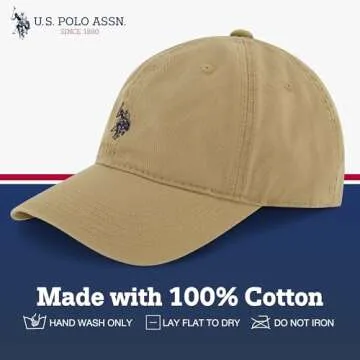 U.S. Polo Assn. mens U.s. Polo Assn. Washed Twill Cotton Adjustable Hat With Pony Logo and Curved Brim Baseball Cap, Khaki, One Size US