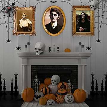 Halloween Decorations 3D Changing Face Horror Pictures Moving Portrait Haunted Pictures Gothic Mansion Portraits Tabletop Picture Frame Scary Wall Decoration for Halloween Party House (Chic,6 PCS)