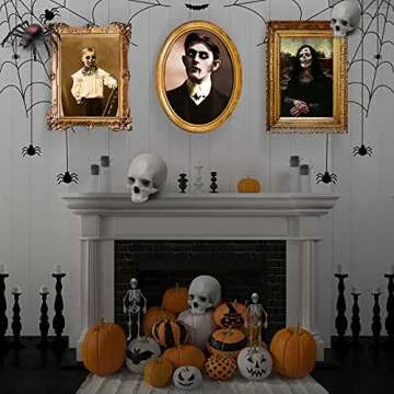 Halloween Decorations 3D Changing Face Horror Pictures Moving Portrait Haunted Pictures Gothic Mansion Portraits Tabletop Picture Frame Scary Wall Decoration for Halloween Party House (Chic,6 PCS)