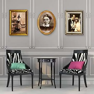 Halloween Decorations 3D Changing Face Horror Pictures Moving Portrait Haunted Pictures Gothic Mansion Portraits Tabletop Picture Frame Scary Wall Decoration for Halloween Party House (Chic,6 PCS)