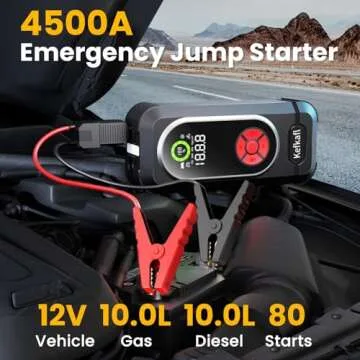 Portable Car Jump Starter with Air Compressor, Kefkafl 4500A 150PSI Car Battery Jump Starter Battery...