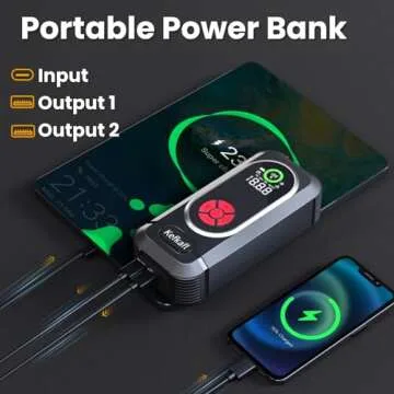 Portable Car Jump Starter with Air Compressor, Kefkafl 4500A 150PSI Car Battery Jump Starter Battery Pack (10.0L Gas/10.0L Diesel), 12V Jump Box with Tire Inflator, FlashLight, Display, Power Bank ﻿ ﻿