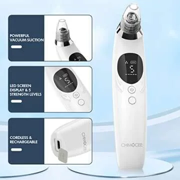 CHIMOCEE Blackhead Remover Pore Vacuum, Upgraded Black Head Remover for Face, Electric Acne Comedone Whitehead Extractor Tools-5 Suction Power, 5 Probes, USB Rechargeable Pimple Popper Tool Kit