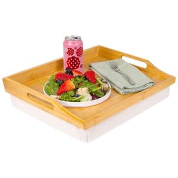 ROSSIE HOME Bamboo Lap Desk Set with Storage Basket - Natural