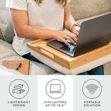 ROSSIE HOME Bamboo Lap Desk Set with Storage Basket - Natural