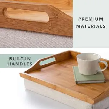 ROSSIE HOME Bamboo Lap Desk Set with Storage Basket - Natural