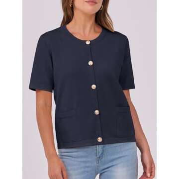 ANRABESS Women’s Short Sleeve Cardigan Sweaters - Casual Style
