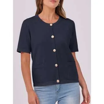 ANRABESS Women’s Short Sleeve Cardigan Sweaters - Casual Style