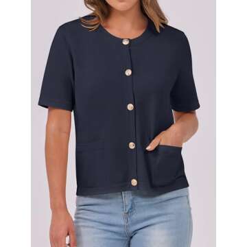 ANRABESS Women’s Short Sleeve Cardigan Sweaters - Casual Style