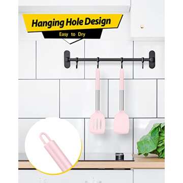 Pack of 2 Silicone Solid Turner, Non Stick Slotted Kitchen Spatulas, High Heat Resistant BPA Free Cooking Utensils, Ideal Cookware for Fish, Eggs, Pancakes(Pink)