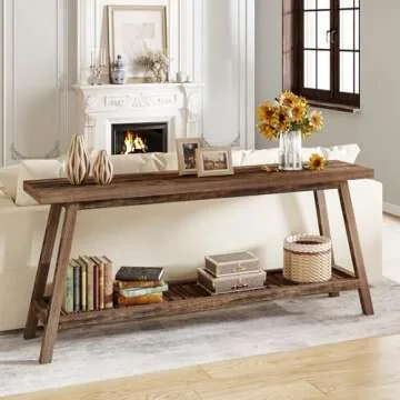 Tribesigns Farmhouse Console Entryway Table: 70.9 Inches All Wood Console Table for Entrance, 2 Tiers Narrow Long Behind Couch Sofa Table, Foyer Entry Table for Hallway, Living Room, Brown