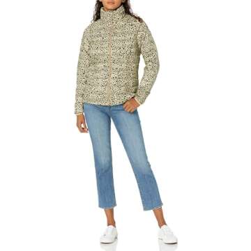 Amazon Essentials Women's Lightweight Long-Sleeve Water-Resistant Packable Puffer Jacket (Available in Plus Size), Light Camel Leopard Print, XX-Large